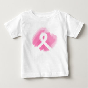 T-shirt Pour Bébé Ribbon de sensibilisation au cancer du sein Aquare