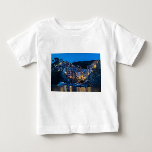 T-shirt Pour Bébé Riomaggiore la nuit Cinque Terre Ligurie Italie (Devant)
