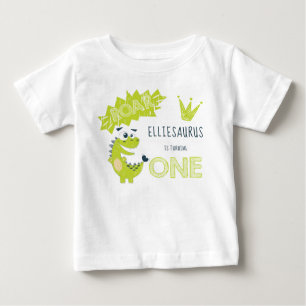 T-shirt Pour Bébé ROAR Dinosaure Vert Première Fille d'anniversaire
