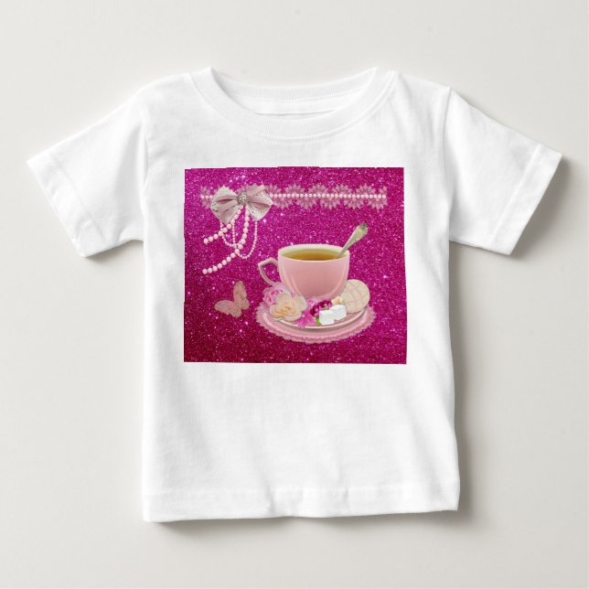 T-shirt Pour Bébé Robe de bébé à volants rose fuchsia pailletée pour (Devant)