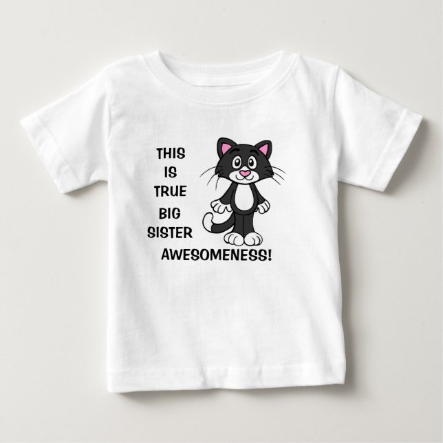 T-shirt Pour Bébé Robe de bébé Sœur aînée de chat mignon (Devant)