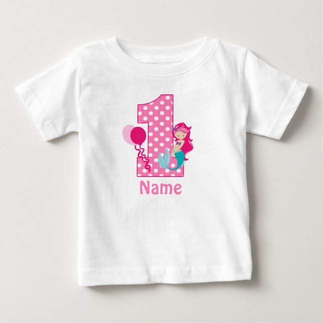 T-shirt Pour Bébé Robe personnalisée par sirène de rose de fille (Devant)