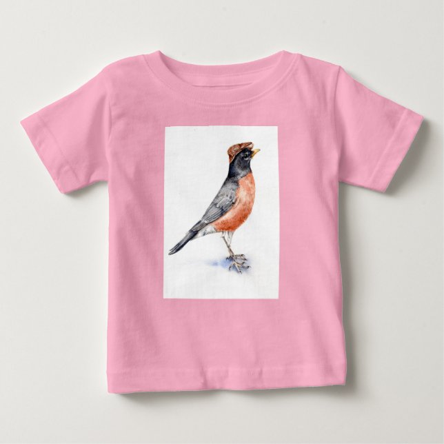 T-shirt Pour Bébé Robin Bird en Casquette (Devant)