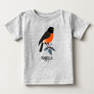 T-shirt Pour Bébé Robins Et Fleurs