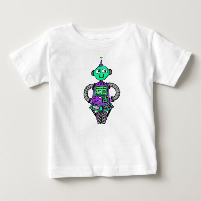 T-shirt Pour Bébé Robot Arnie, violet et vert (Devant)