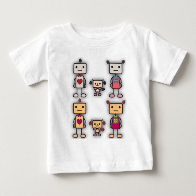 T-shirt Pour Bébé Robot Boy, Robot Girl, Robot Dog (Devant)