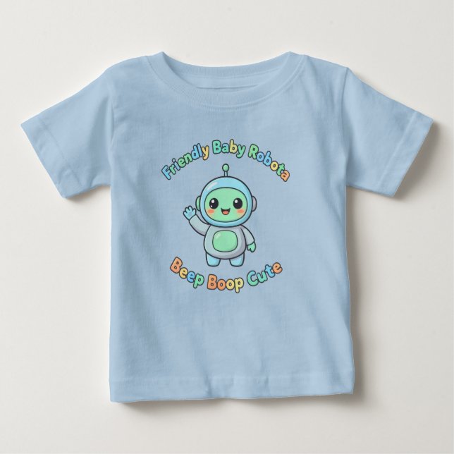 T-shirt Pour Bébé Robot en Coton Confortable (Devant)