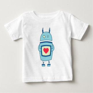 T-shirt Pour Bébé Robot maladroit mignon bleu avec le bébé de coeur
