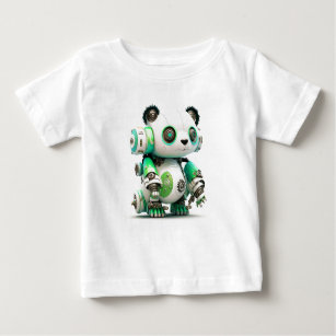 T-shirt Pour Bébé Robot Panda Vert mignon