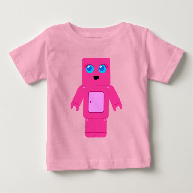 T-shirt Pour Bébé Robot rose (Devant)