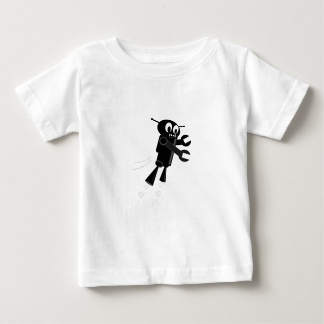 T-shirt Pour Bébé Robot volant noir (Devant)