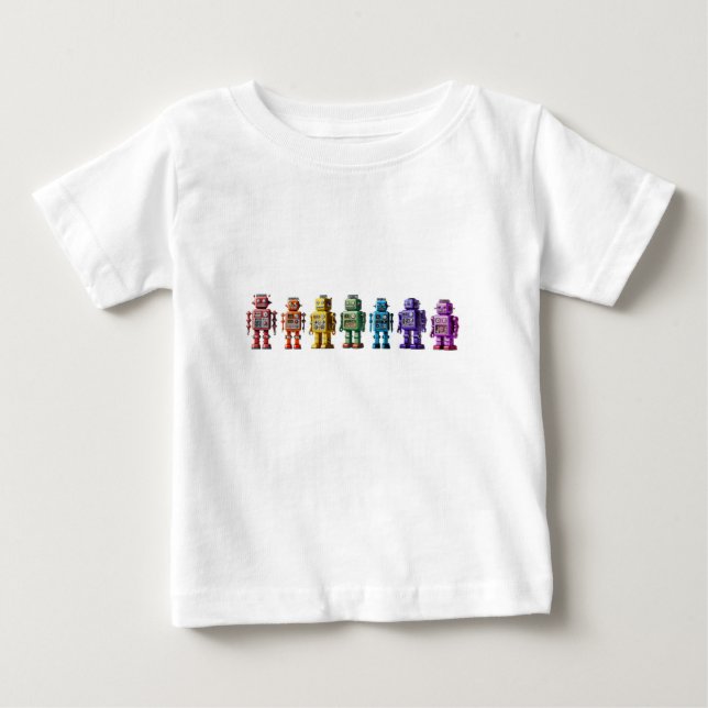 T-shirt Pour Bébé Robots arc-en-ciel (Devant)
