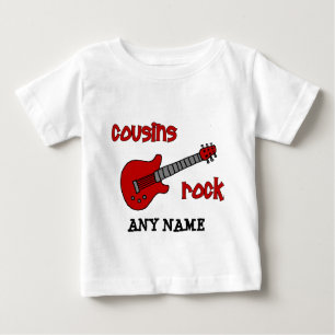 T-shirt Pour Bébé Roche de cousins ! avec la guitare rouge