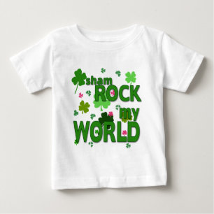 T-shirt Pour Bébé Roche de feinte mon monde avec des shamrocks