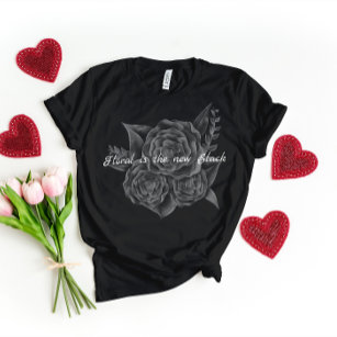 T-shirt Pour Bébé Roche n Rouleau noir Monochromatique Floral