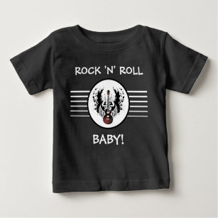 T-shirt Pour Bébé Rock and Roll Baby Guitare Heavy Metal Music Rocke