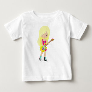 T-shirt Pour Bébé Rock Girl, Coiffeuse blonde, Joueur de guitare, Mu
