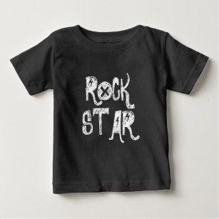 T-shirt Pour Bébé Rock Star noir blanc crâne texte rocker métal