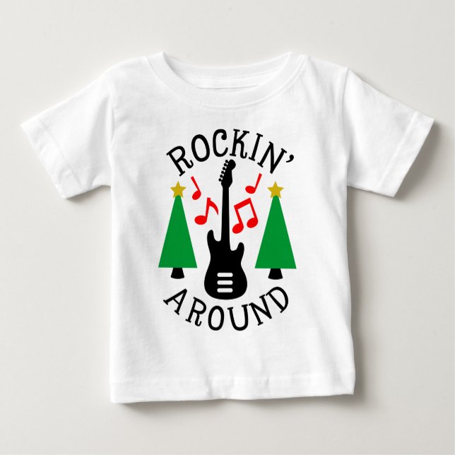 T-shirt Pour Bébé Rockin' autour de l'arbre de Noël (Devant)