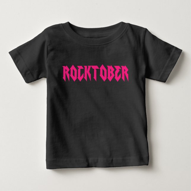 T-shirt Pour Bébé Rocktober Rock Music Pink Print (Devant)