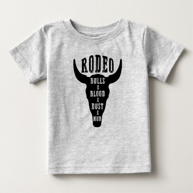 T-shirt Pour Bébé Rodéo/Bulls et Sang/Pays Chanson pour bébé/Pays (Devant)