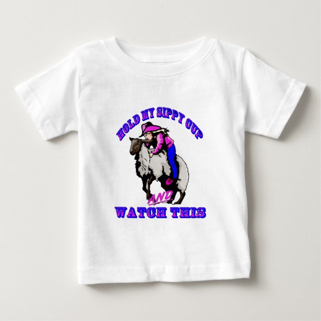 T-shirt Pour Bébé Rodeo Cowgirl Mutton Bustin" Sippy Regardez ceci (Devant)
