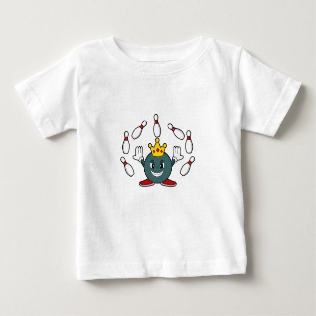 T-shirt Pour Bébé Roi à Bowling avec épingle de Bowling (Devant)