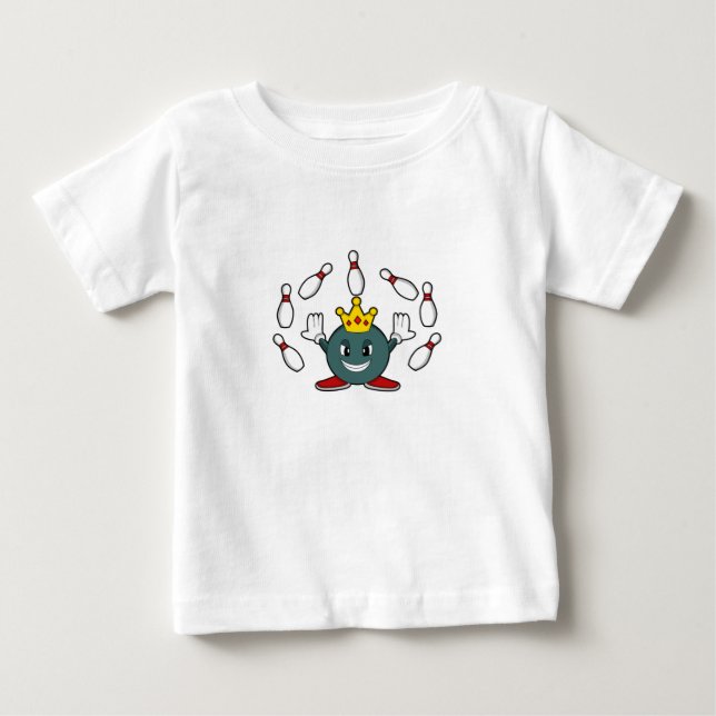 T-shirt Pour Bébé Roi au bowling avec quille de bowling (Devant)