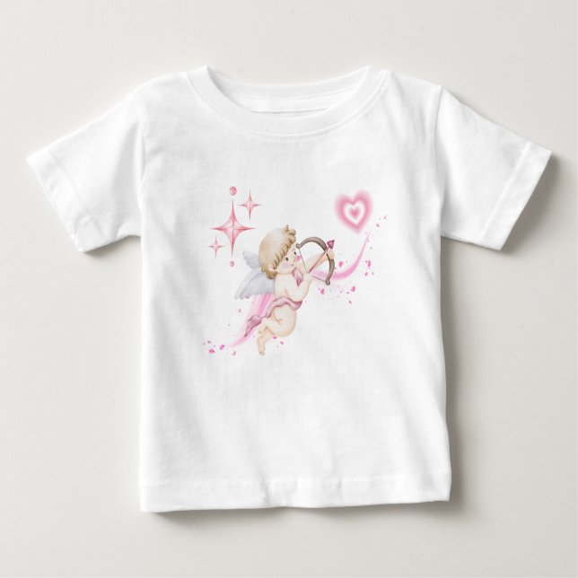 T-shirt Pour Bébé Romantic Valentine Art with Pink Heart Glow (Devant)