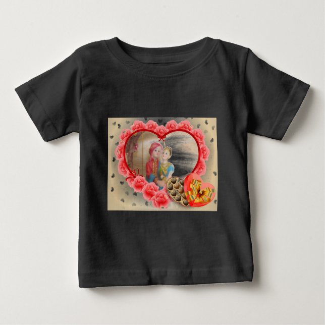 T-shirt Pour Bébé Romantique Amour Coeur Art Imprimer (Devant)