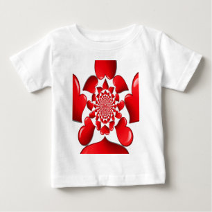 T-shirt Pour Bébé Romantique Red Hearts Art Motif Imprimer