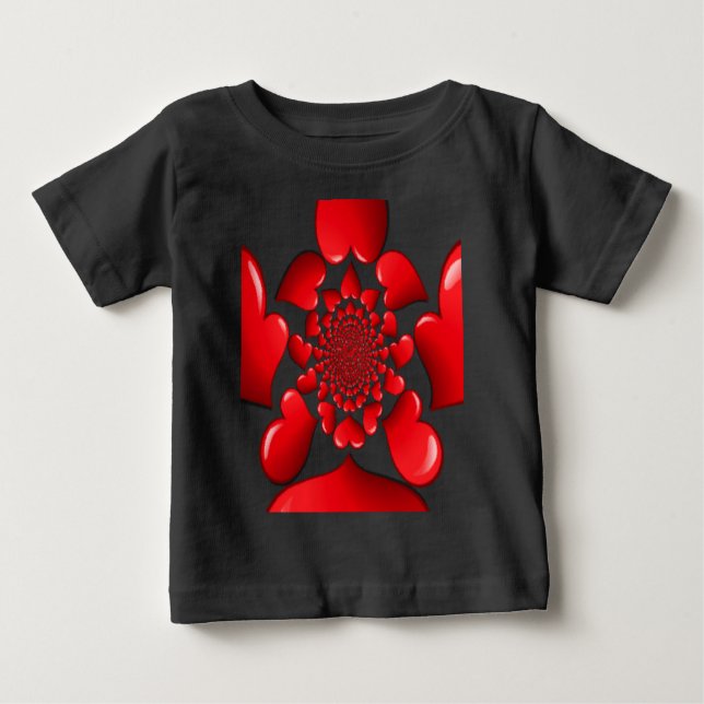 T-shirt Pour Bébé Romantique Red Hearts Art Motif Imprimer (Devant)