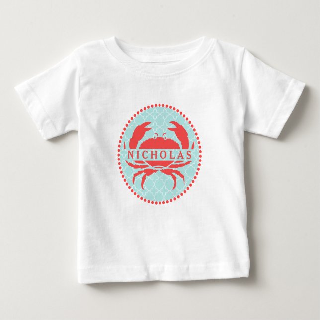 T-shirt Pour Bébé Rompre de crabe rouge bleu+ (Devant)