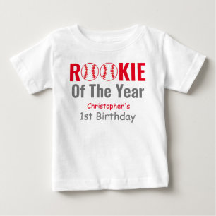 T-shirt Pour Bébé Rookie Baseball 1er anniversaire