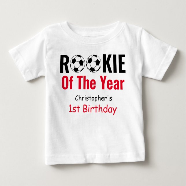 T-shirt Pour Bébé Rookie Soccer 1er anniversaire (Devant)