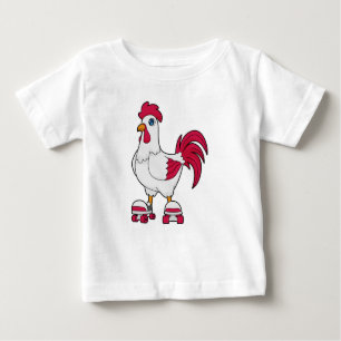 T-shirt Pour Bébé Rooster à Patinage en ligne avec Roller skates
