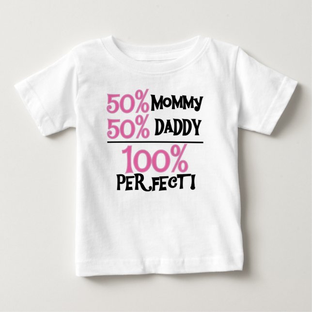 T-shirt Pour Bébé Rose 100 Pour Cent Parfaite (Devant)