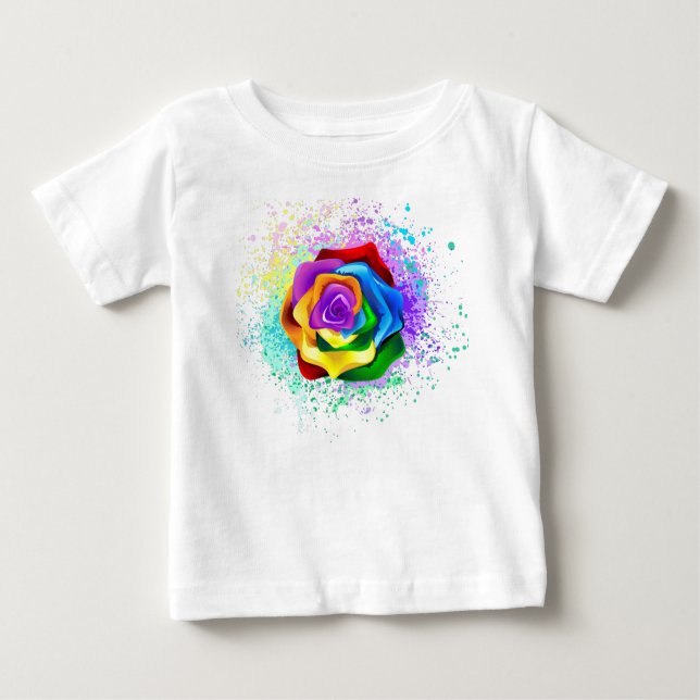 T-shirt Pour Bébé Rose arc-en-ciel coloré (Devant)