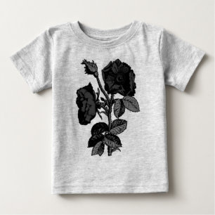 T-shirt Pour Bébé Rose d'antiquité noir gothique