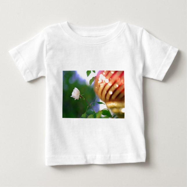 T-shirt Pour Bébé Rose de Noël blanc (Devant)