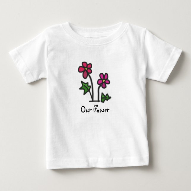 T-shirt Pour Bébé Rose doux de fleur avec le texte (Devant)