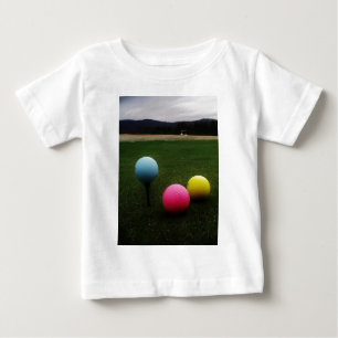 T-shirt Pour Bébé rose et bleu jaunes, boules de golf