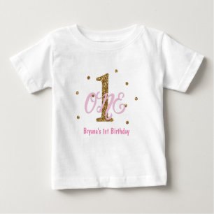 T-shirt Pour Bébé Rose et filles d'or UNE ?ère coutume de fête