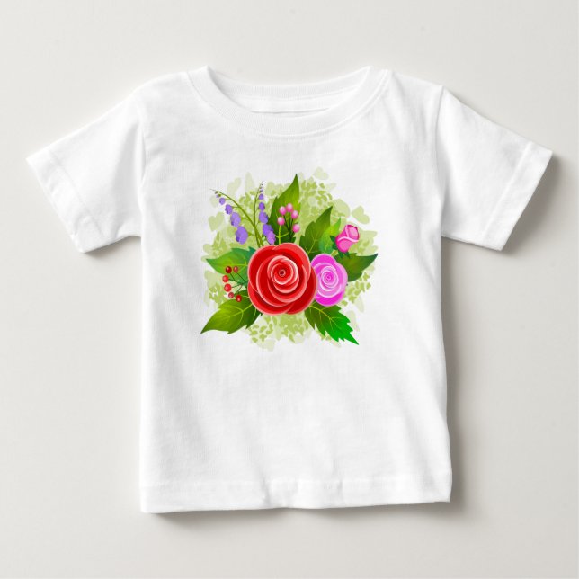 T-shirt Pour Bébé Rose Flowers Illustration (Devant)