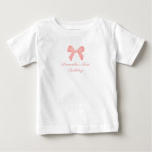 T-shirt Pour Bébé Rose Gingham Ruban Rose Anniversaire