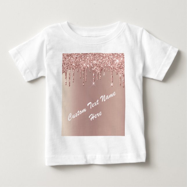 T-shirt Pour Bébé Rose Gold Blush Parties scintillant Nom du texte T (Devant)