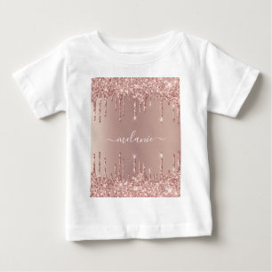 T-shirt Pour Bébé Rose Gold Parties scintillant personnalisée Votre