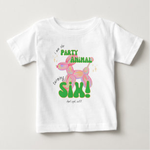 T-shirt Pour Bébé Rose Je suis l'animal en ballon de la fête 6ème An