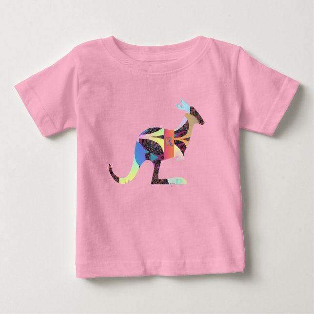 T-shirt Pour Bébé Rose Kangourou (Devant)