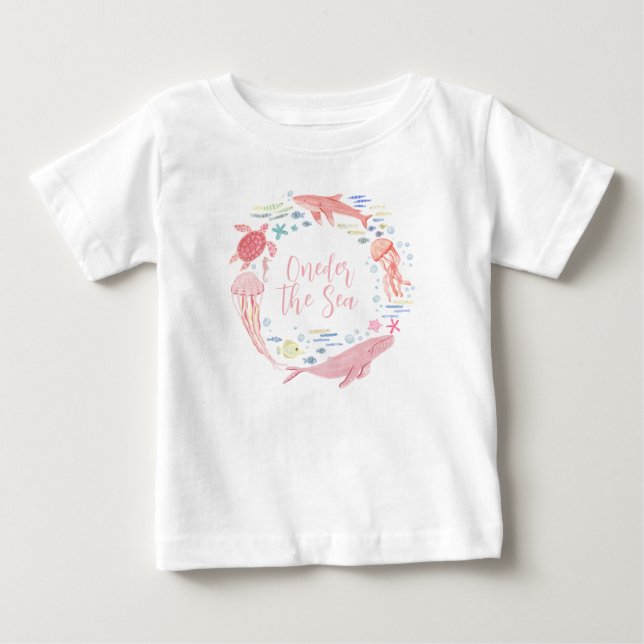 T-shirt Pour Bébé Rose Oneder The Sea 1er Anniversaire (Devant)